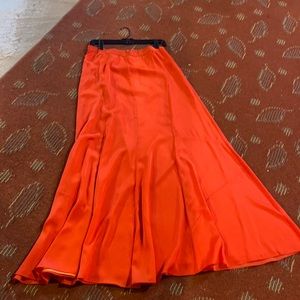 Dramatic floor sweeping orange Skirt